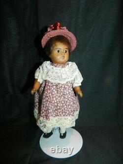 #615 Antique Sfbj French Black Doll Bisque With Compo Body 10'' Inch Doll