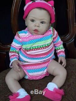AA Biracial Ethnic SILICONE 23 Reborn Baby Girl Doll JEWEL by Laura Tuzio Ross