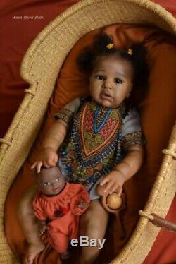 AA black ethnic Reborn baby toddler lifelike art doll prototype artist lIIORA