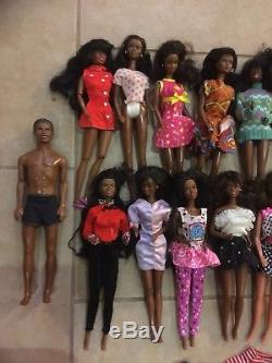 AFRICAN AMERICAN Black Barbie KEN DOLL LOT OF 21 1970 80 90 Lot Babies Teens