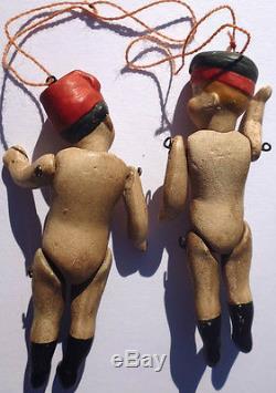 ANTIQUE GERMAN DOLL LOT of 6 CHRISTMAS ORNAMENT SOLDIER AFRICAN AMERICAN COMIC