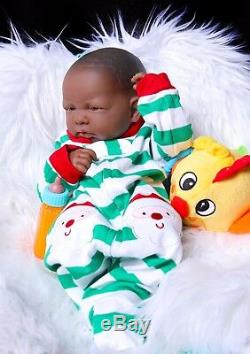 Adorable African American Reborn Baby Boy Doll Full Vinyl Baby Preemie Life like