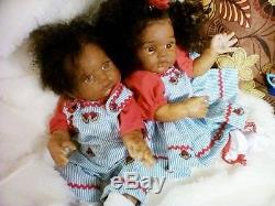 African American AA Ethnic Bi-racial Twins Reborn Dolls, Realistic Boy and Girl