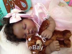 African American AA Ethnic Reborn Girl by Twisted Bean Stalk Nursery Human Hair