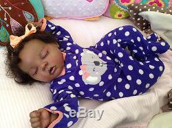 African American AA Ethnic Reborn Girl by Twisted Bean Stalk Nursery Human Hair