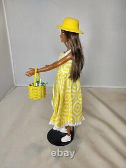 African American AA Spring Yellow Dress Easter Basket Barbie Doll OOAK Handmade