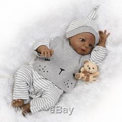 African American Baby Doll Black Boy Full Vinyl Silicone Body Reborn Baby 22