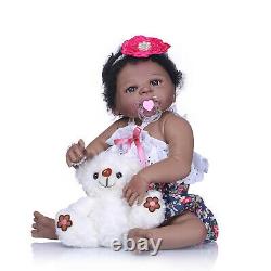 African American Baby Girl Black Skin Full Body Silicone Vinyl Reborn Baby Dolls