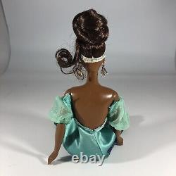 African American Black Barbie Doll Turquoise Shoulderless Dress Glitter Headband