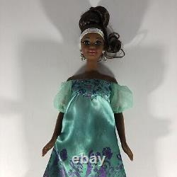 African American Black Barbie Doll Turquoise Shoulderless Dress Glitter Headband