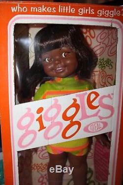 African American Black Ideal Giggles Doll Mint! She Works! Original Box & Outfit