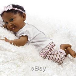 African American Ethnic Doll Realistic Reborn Baby Girl Lifelike Black Hair AA