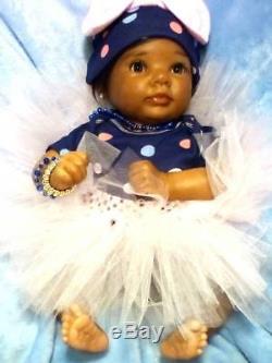 African American, Ethnic Realistic Preemie Baby Girl Doll, Dumplin