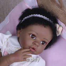 African American Girl Black Reborn Toddler Dolls 22inch 55cm Silicone Alive Bebe