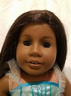 African American Girl Doll Brown Eyes Long Hair Dark Skin Accessories Robe Surf