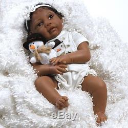 African American Realistic Girl Baby Doll Black Hair Reborn Infant Weighted 20In