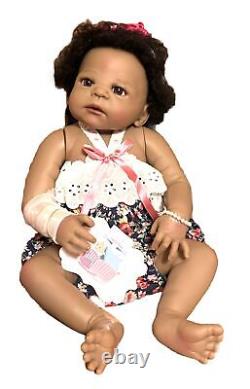 African American Reborn Baby Doll Lifelike ZERO PAM With Tags Black Brown Skin