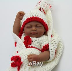 African American Reborn Baby Girl Doll Full Vinyl Newborn Baby Preemie Lifelike