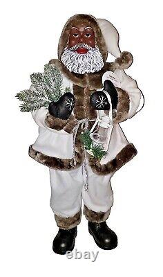 African American Santa Claus 33 Tall Gorgeous White Fur Hood