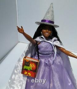 African American Witch Curvy Barbie Doll OOAK Halloween Costume Purple Dress