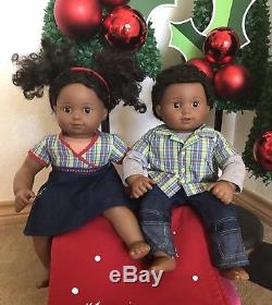 American Girl Bitty Twins African American Black Dark Skin Doll Set with Outfits