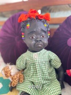 American Paper Mache Black Character Art Doll by TUTU Inspired by Leo Moss
