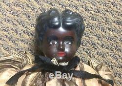 Antique Black African American China Doll Head, on a Sawdust Body 18