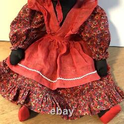 Antique Folk Art African American Rag Doll Cloth Handmade 20 tall