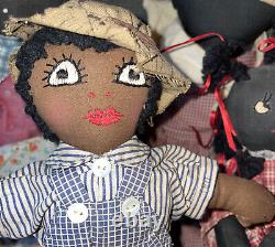 Antique Folk Art Black African American Dolls Americana Hand Made 1920s