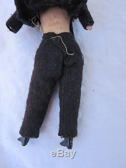 Antique Miniature 5 1/2 Black African American Bisque Doll House Man Doll