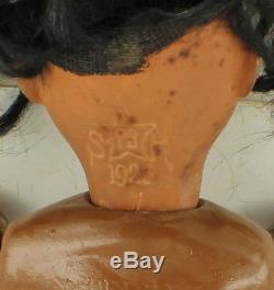 Antique Schoenau & Hoffmeister Black African American Child Dolly Face Doll 17