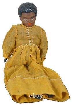 Antique Victorian Bisque Doll Black African American Cloth Body