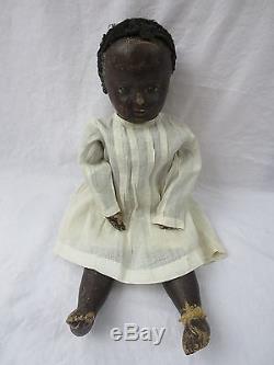 Antique Vintage 14 Chase Black African American Cloth Oil Painted Doll