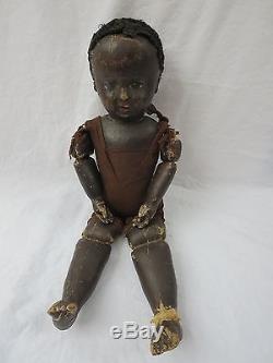 Antique Vintage 14 Chase Black African American Cloth Oil Painted Doll