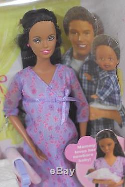 BARBIE DOLL 2002 African American, HAPPY FAMILY PREGNANT MIDGE AND & BABY