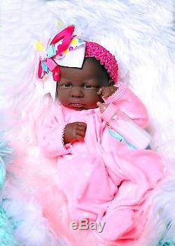 Baby Girl African American Handmade Doll Toy Reborn Berenguer 14 Vinyl Newborn