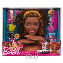 Barbie Color & Style Deluxe Styling Head Curly Hair African American