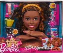 Barbie Color and Style Deluxe Styling Head Curly Black Hair African American