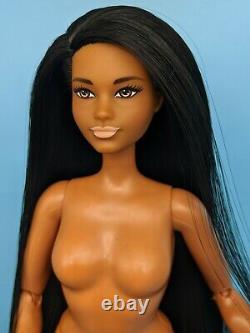 Barbie Doll Fashionista 105 Straight Black Hair Reroot Curvy Articulated Body AA