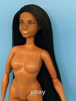 Barbie Doll Fashionista 105 Straight Black Hair Reroot Curvy Articulated Body AA