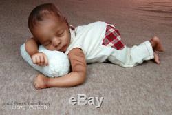 Beautiful Ethnic AA Biracial Reborn Doll Realborn Leif Asleep