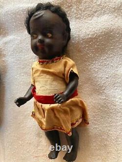 Beautiful Pair Vintage Antique Composition Black African American Dolls