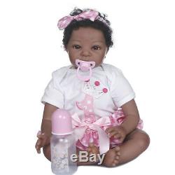 Black 20 Reborn Baby Girl Doll African American Silicone Toddler Girl Real Size