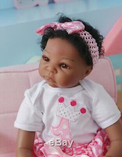 Black 20 Reborn Baby Girl Doll African American Silicone Toddler Girl Real Size
