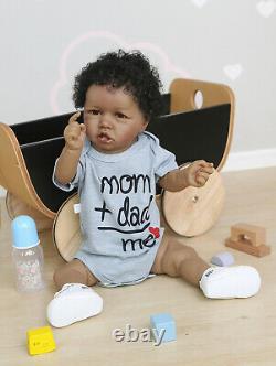 Black Dolls Reborn African American Baby Boy Realistic Dolls Silicone Full Body