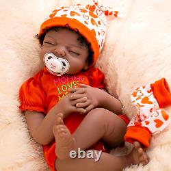 Black Reborn Baby Doll 22 Inch African American Lifelike Sleeping Dolls Look Rea