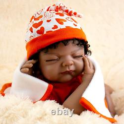Black Reborn Baby Doll 22 Inch African American Lifelike Sleeping Dolls Look Rea