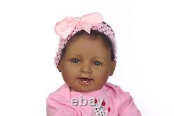 Black Silicone Reborn Baby Dolls Girl 22' Toddler Baby Vinyl Doll Black Skin