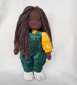 Black doll with braids, African American Waldorf doll, Handmade Brown Skin doll