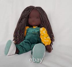 Black doll with braids, African American Waldorf doll, Handmade Brown Skin doll